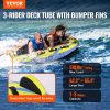 Towable Tube for Boating, 1-3 Riders Inflatable Towable Tube with Bumper Fins, 510 lbs Water Sport Towable Tubes for Boats to Pull, Full Nylon Cover