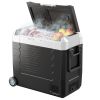Car Refrigerator, DC 12/24V AC100-240V Compressor Electric Cooler, -4°F to 68°F Truck Refrigerator with APP Control, Wheels & Dual Zone