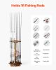 Fishing Rod Holders for 16 Fishing Poles, 360° Rotating Wood Fishing Rods Rack for Garage Organization and Storage, Floor Stand Space-Saving Equipment