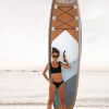 Inflatable Stand Up Paddle Board 10'6" Premium SUP W Accessories, Wood Color